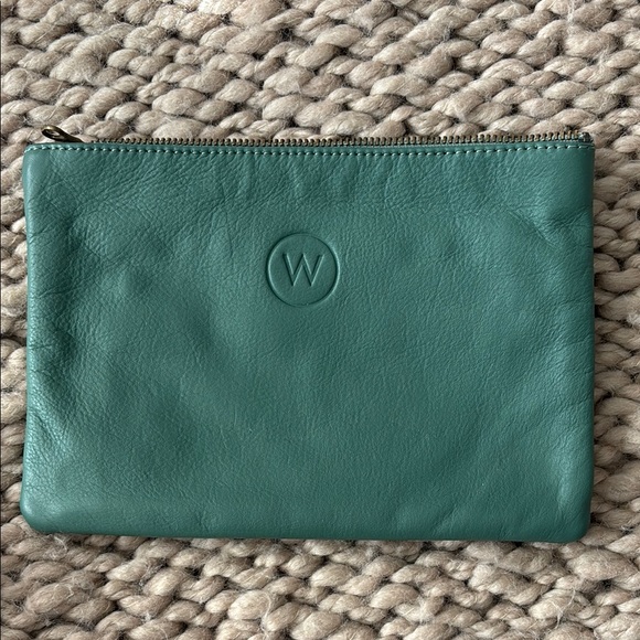 Wanderers Travel Co Handbags - Green Leather Clutch, Wanderers Travel Co, EUC, like new.